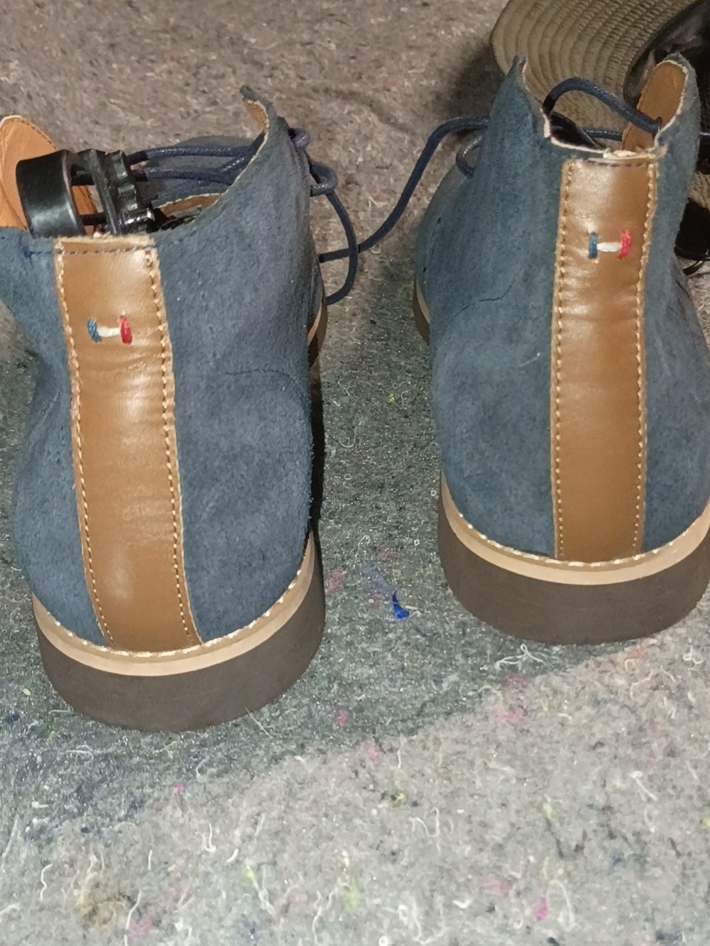Tommy Hilfiger Navy Suede Chukka Boots with Brown Leather Heel